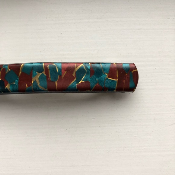 Vintage red & blue paint chip barrette hair clip - Picture 3 of 6